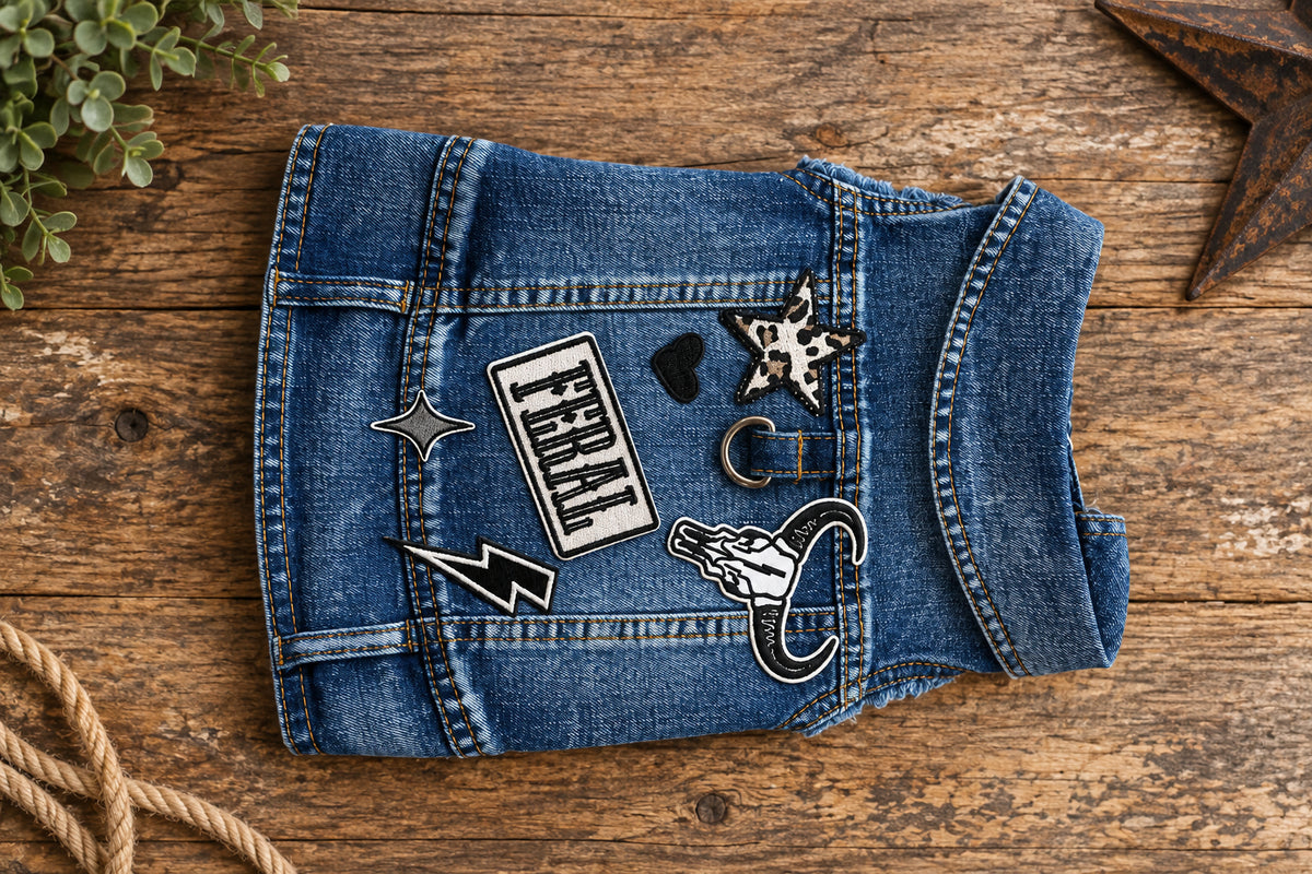 Blue Denim Dog Vest "Feral"