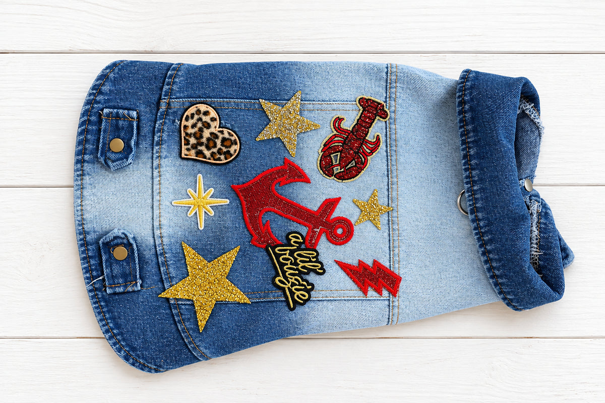 Blue Denim Dog Vest "a lil' bougie"