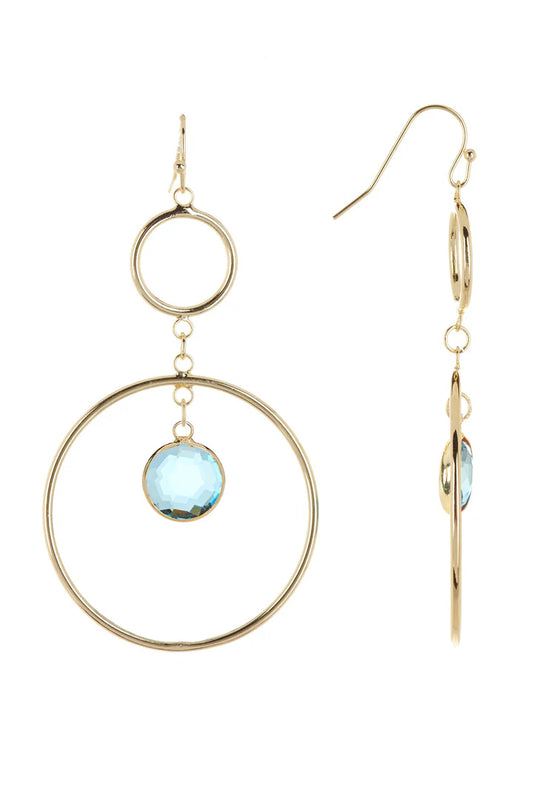 Sky Blue Crystal Orbit Drop Earrings