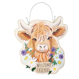 Highland Cow Welcome Friends Estate Door Décor