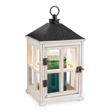 Wooden Candle Warmer Lantern Weathered White