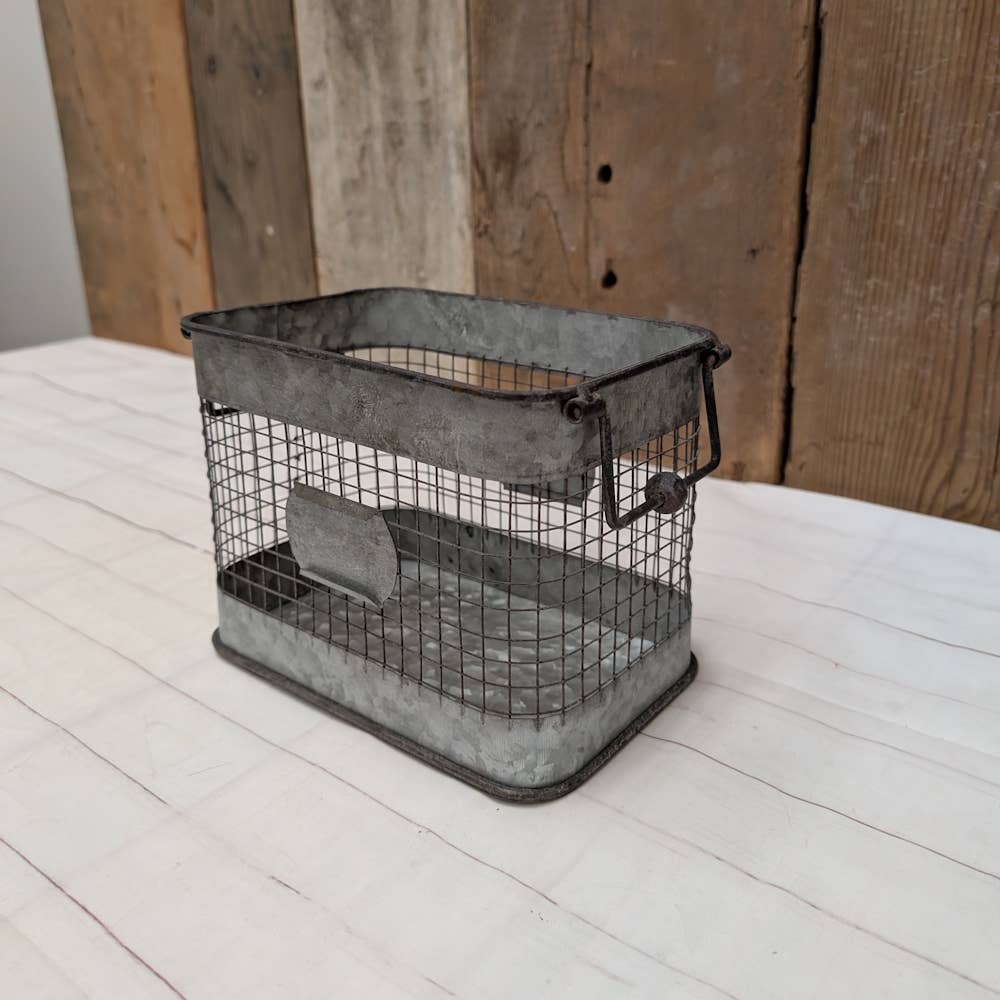 Galvanized Basket with Handles