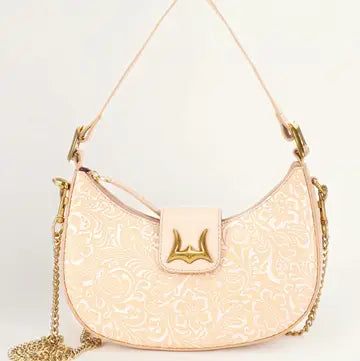 Loyal West - Hobo Medium Purse - Beige Floral Leather