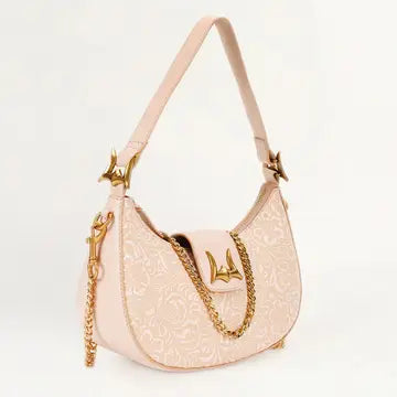 Loyal West - Hobo Medium Purse - Beige Floral Leather