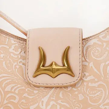 Loyal West - Hobo Medium Purse - Beige Floral Leather
