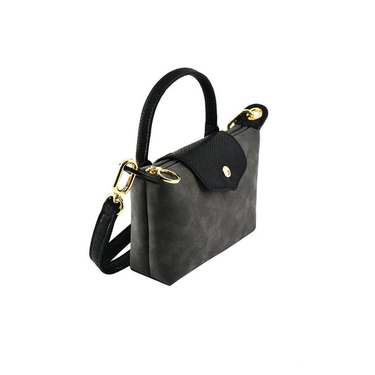 Faux Suede Mini Crossbody Bag - Gray