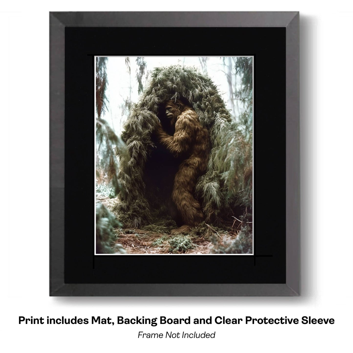 Vintage Photograph of Bigfoot Summer Memory Cryptids Art Prints - Bigfoot Prints – 8″x10″ Artwork in 11″x14″ Mat