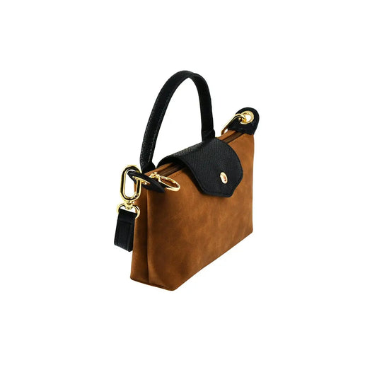 Faux Suede Mini Crossbody Bag - Tan