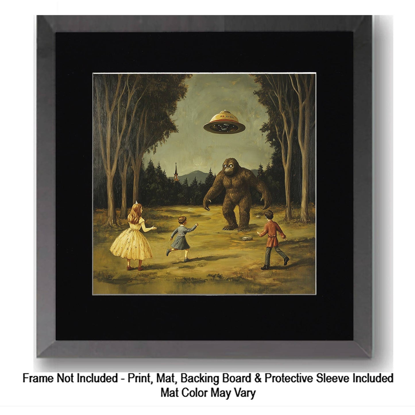 Vintage Photograph of Bigfoot Summer Memory Cryptids Art Prints - Bigfoot Prints – 8″x10″ Artwork in 11″x14″ Mat