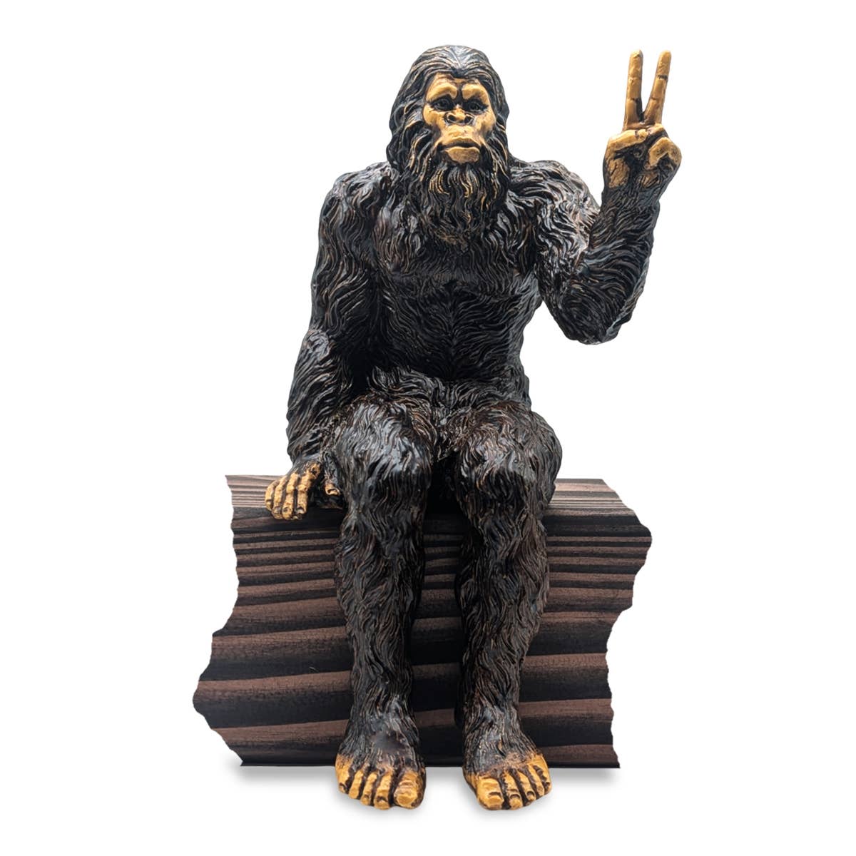 Bigfoot Peace Sign Sasquatch Statue 10 inch H Shelf Sitter: Stonewash