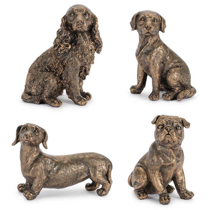 Resin Gold Puppy Dog Figures - 4 assorted, 3.5"