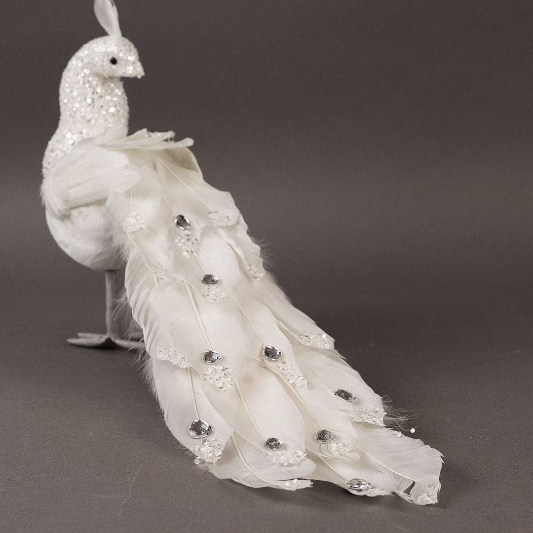 White Peacock Ornament: 15"