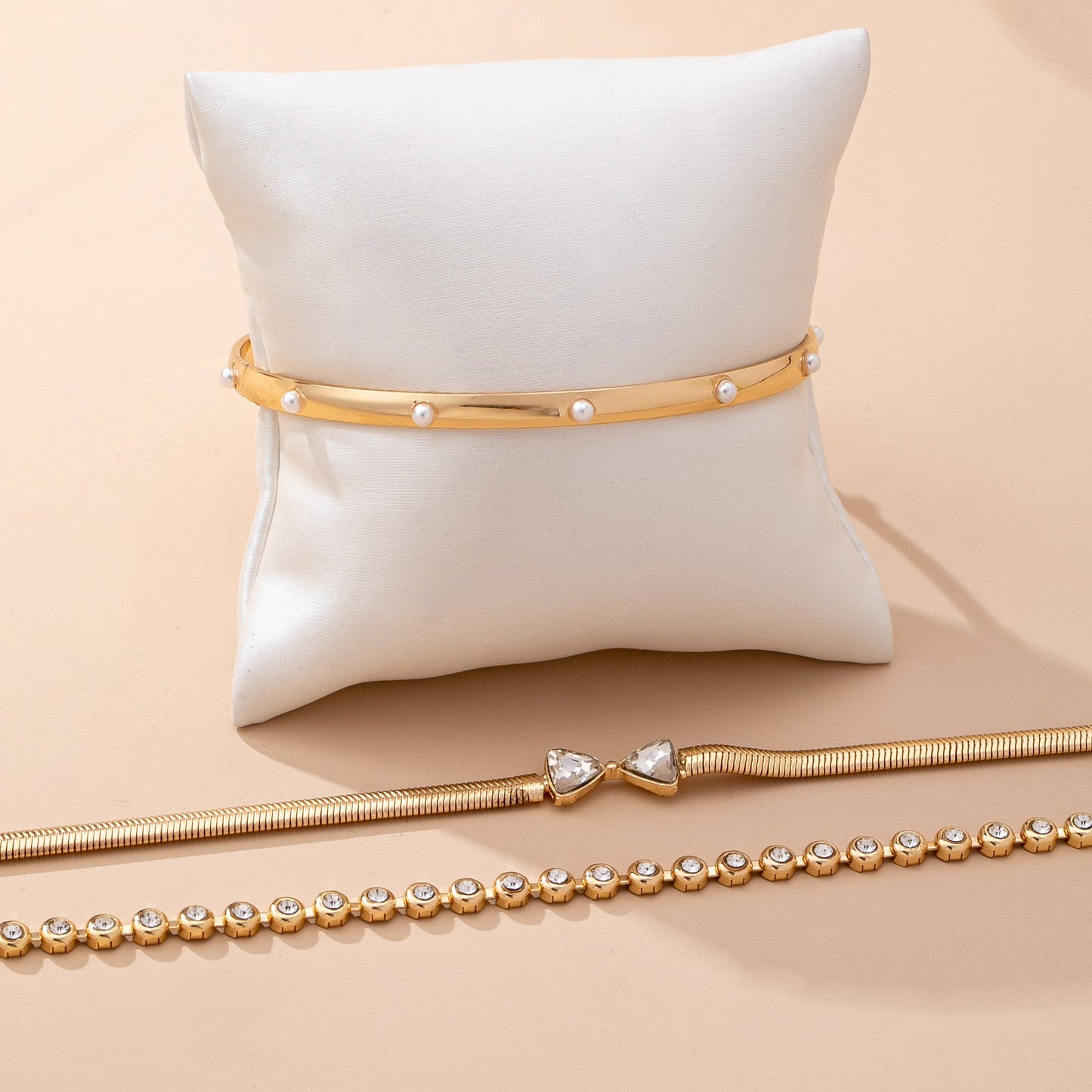 Herringbone Bow Bezels  & Open Cuff Bracelet | 80B1638: SET