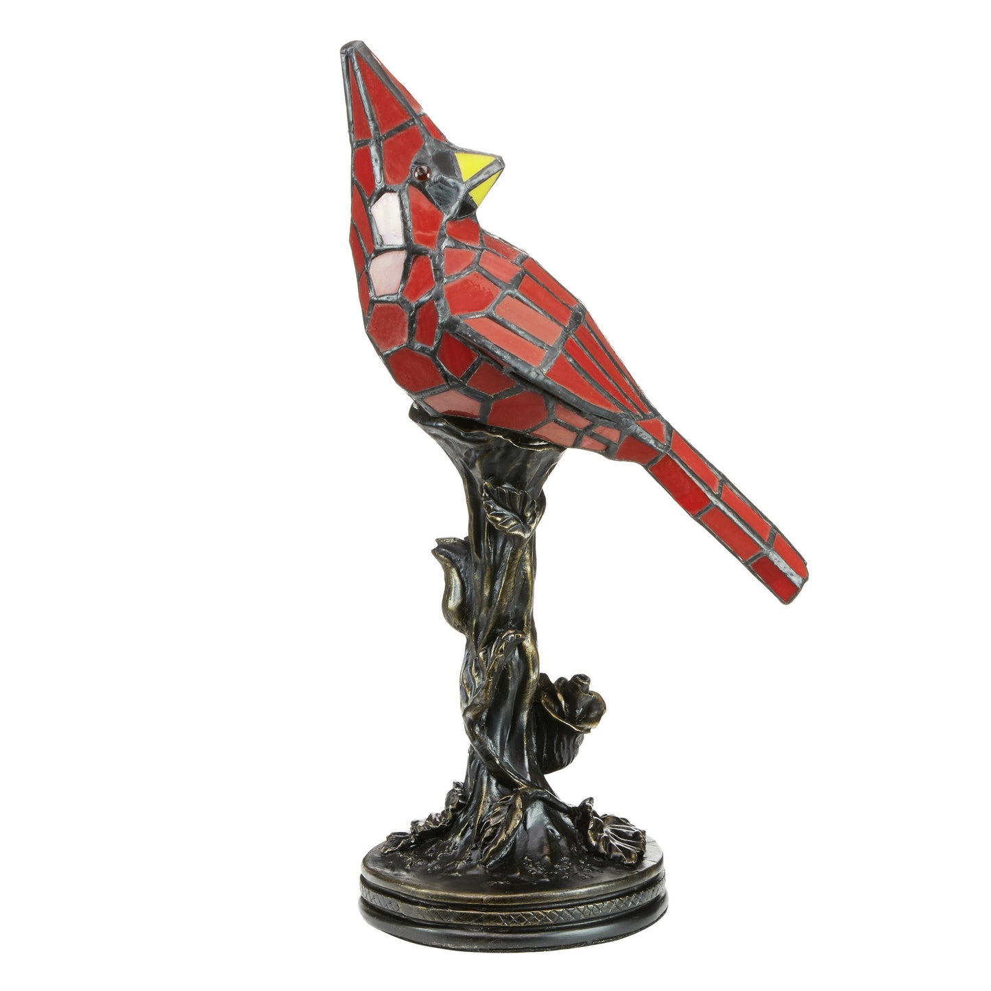 13.5"H Skylar Red Cardinal Stained Glass Bird Accent Lamp