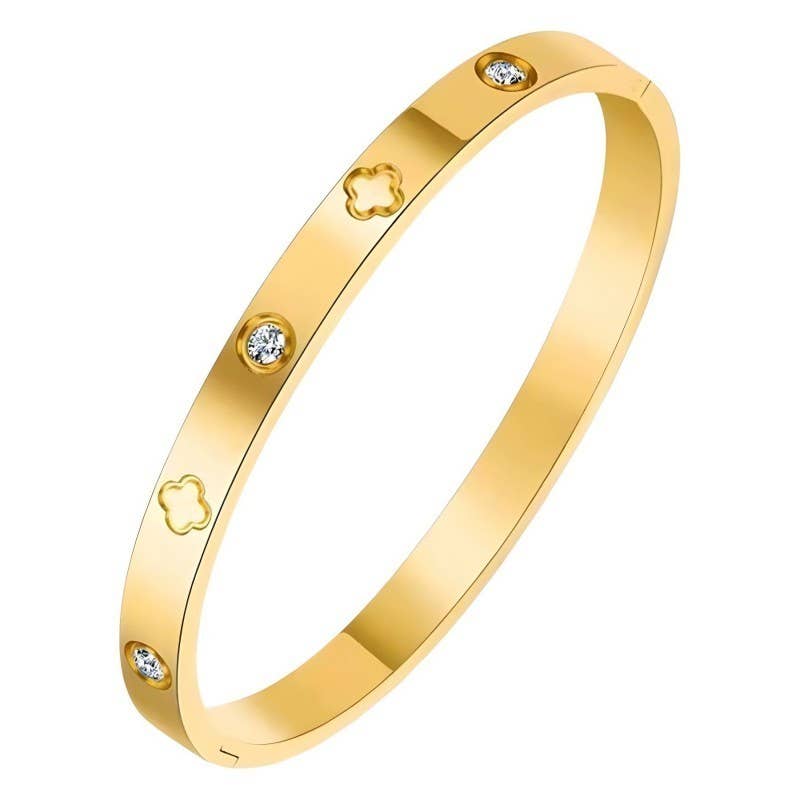 18K NON-TARNISH WATERPROOF STAINLESS STEEL BANGLE | 40B5154: Silver