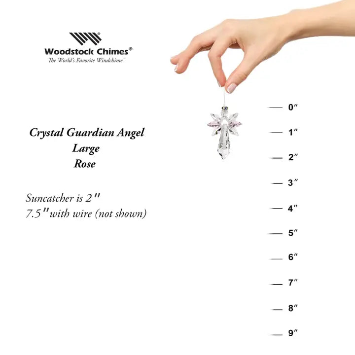 Crystal Guardian Angel - Large, Rose