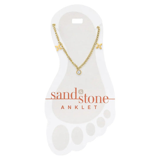 Sand & Stone Anklets: Gold Clover Dangle