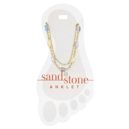 Sand & Stone Anklets: Gold Petite Ball and Multi Facet