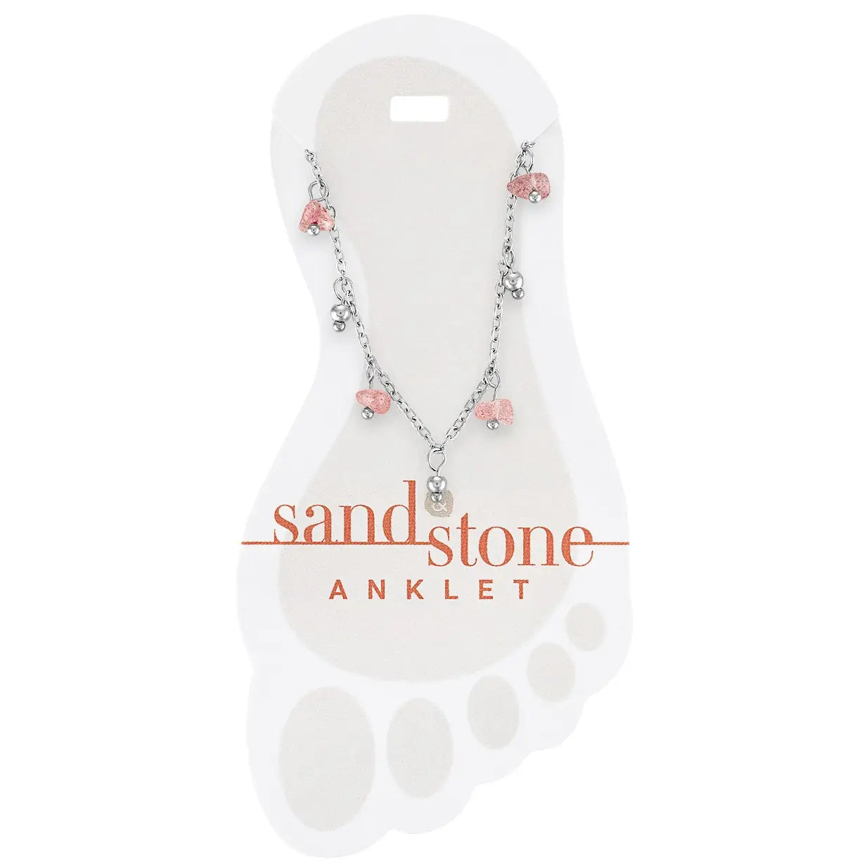 Sand & Stone Anklets: Silver Pink Natural Stone Dangle