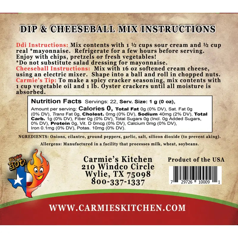 Carmie’s Kitchen - Texas Wildfire Dip Mix