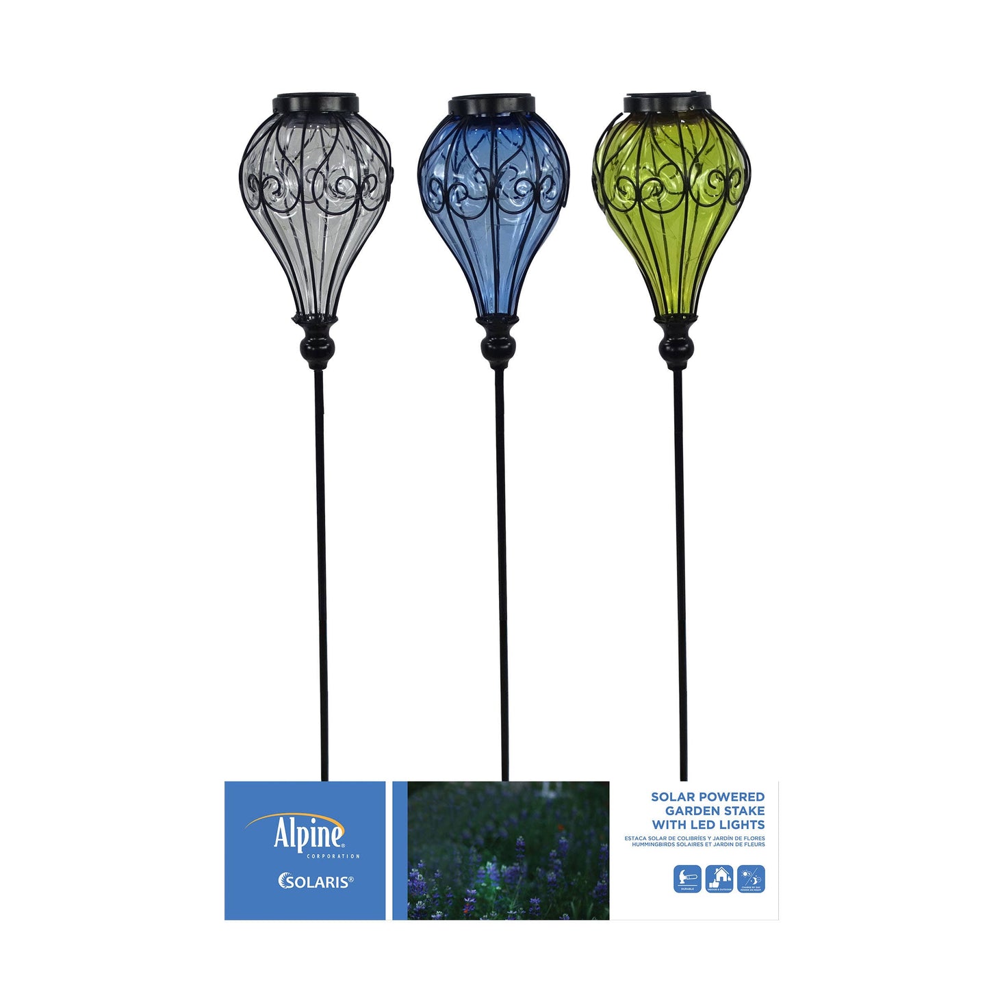 Solar Hot Balloon Garden Stake with LED- Asstd Display of 6
