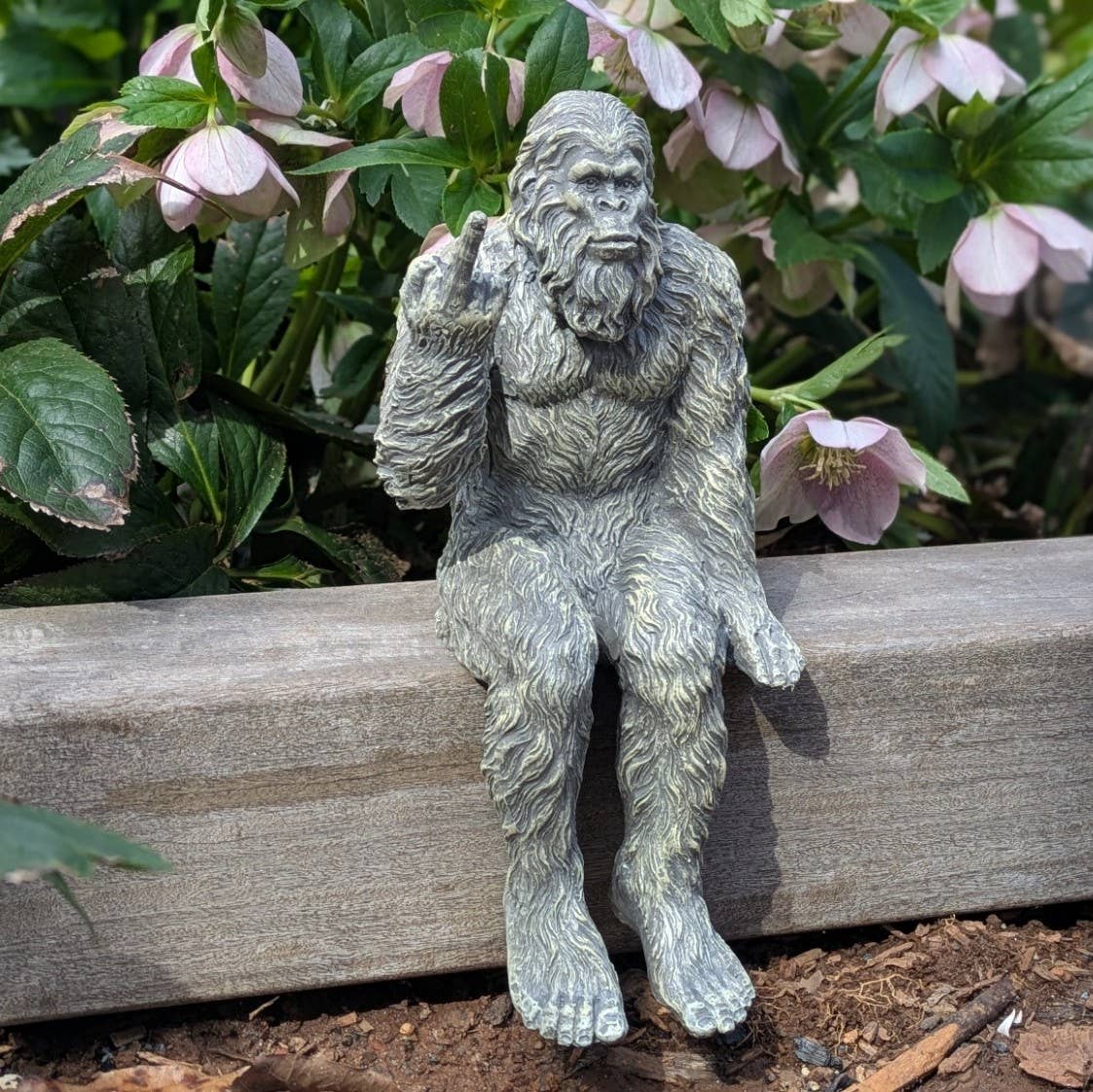 Bigfoot 'The Rude' Sasquatch Statue 10 inch H Shelf Sitter: Stonewash