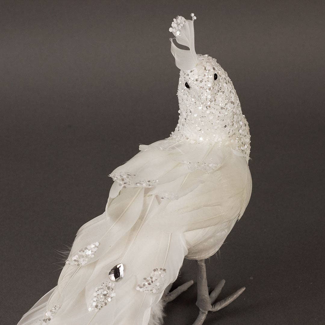 White Peacock Ornament: 15"