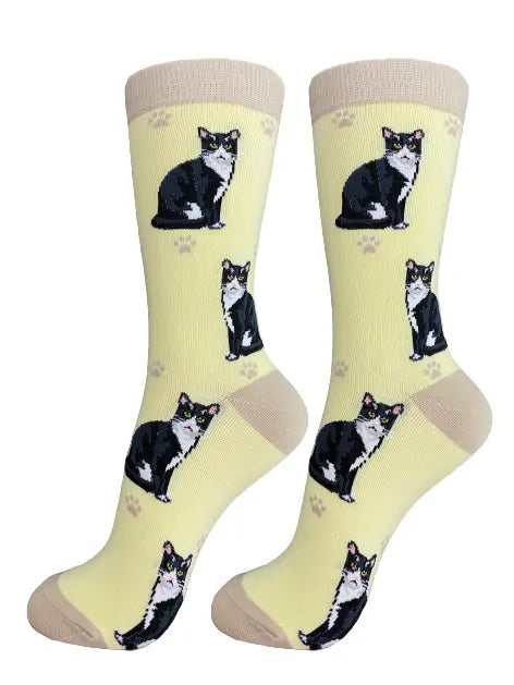 Black and White Cat - Unisex - Fun Novelty Dog Socks