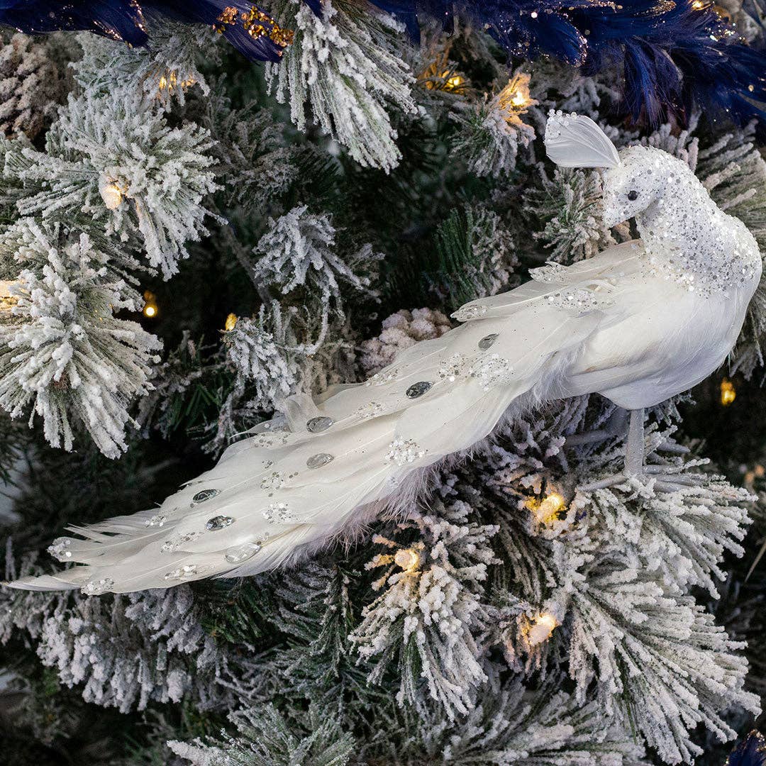 White Peacock Ornament: 18"