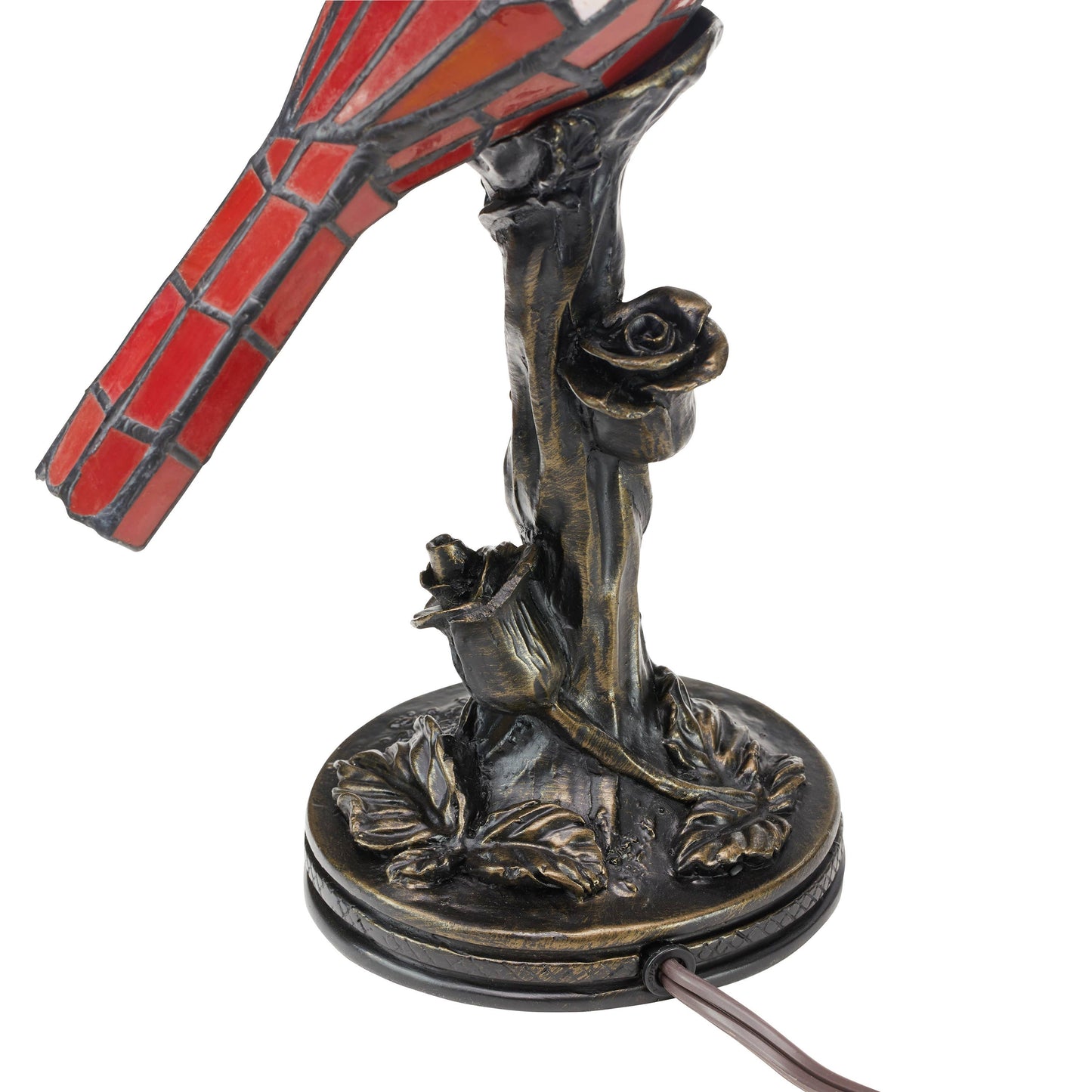 13.5"H Skylar Red Cardinal Stained Glass Bird Accent Lamp