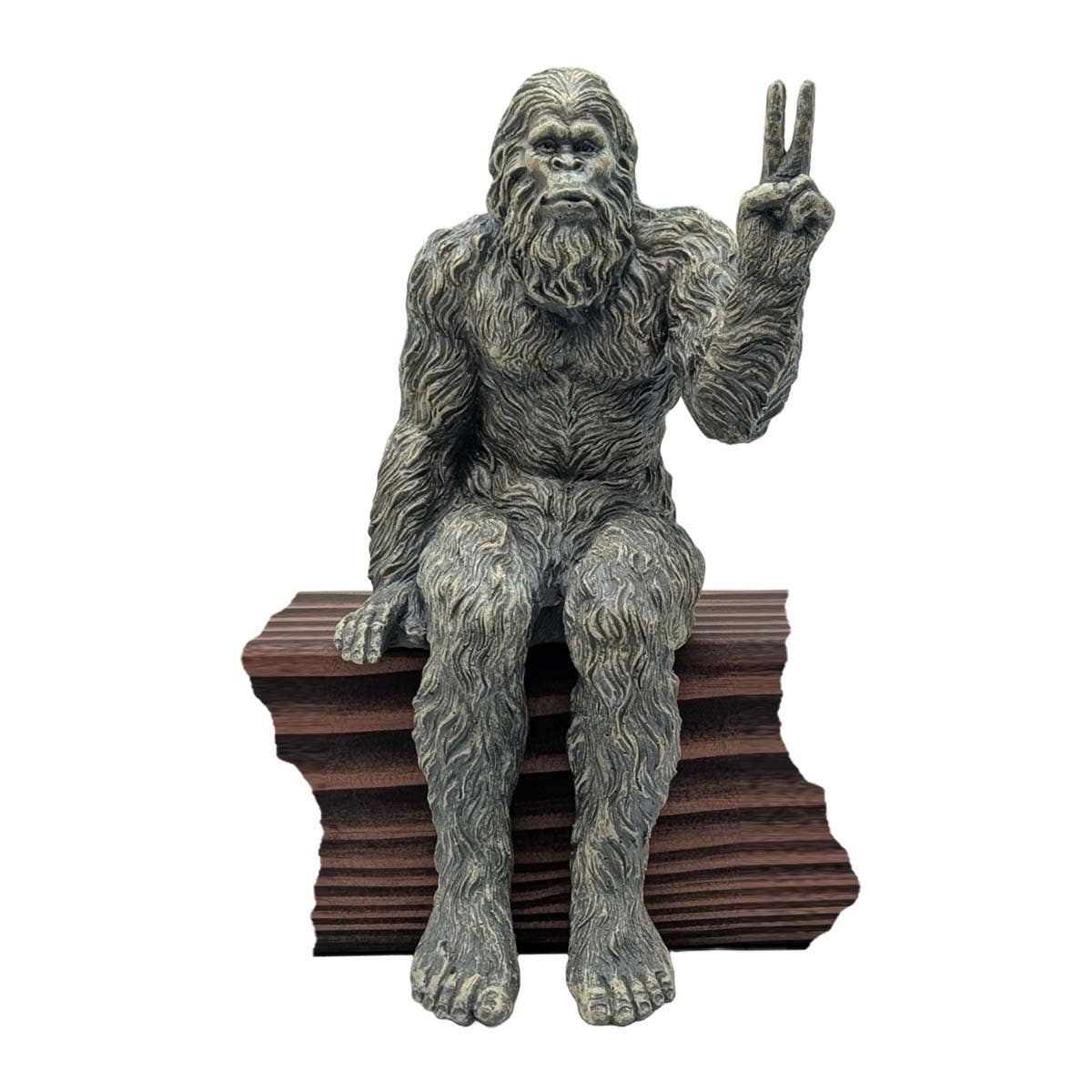 Bigfoot Peace Sign Sasquatch Statue 10 inch H Shelf Sitter: Stonewash
