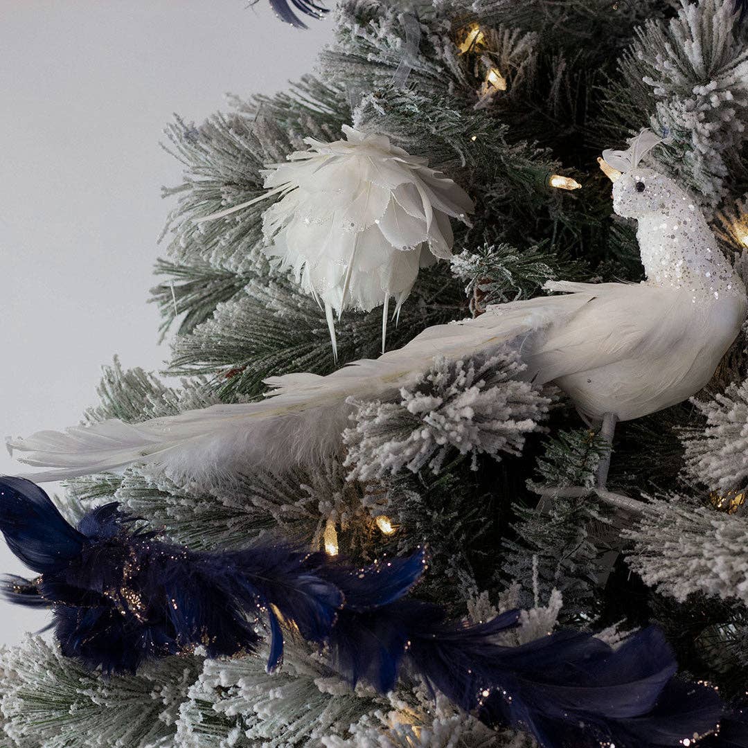 White Peacock Ornament: 15"