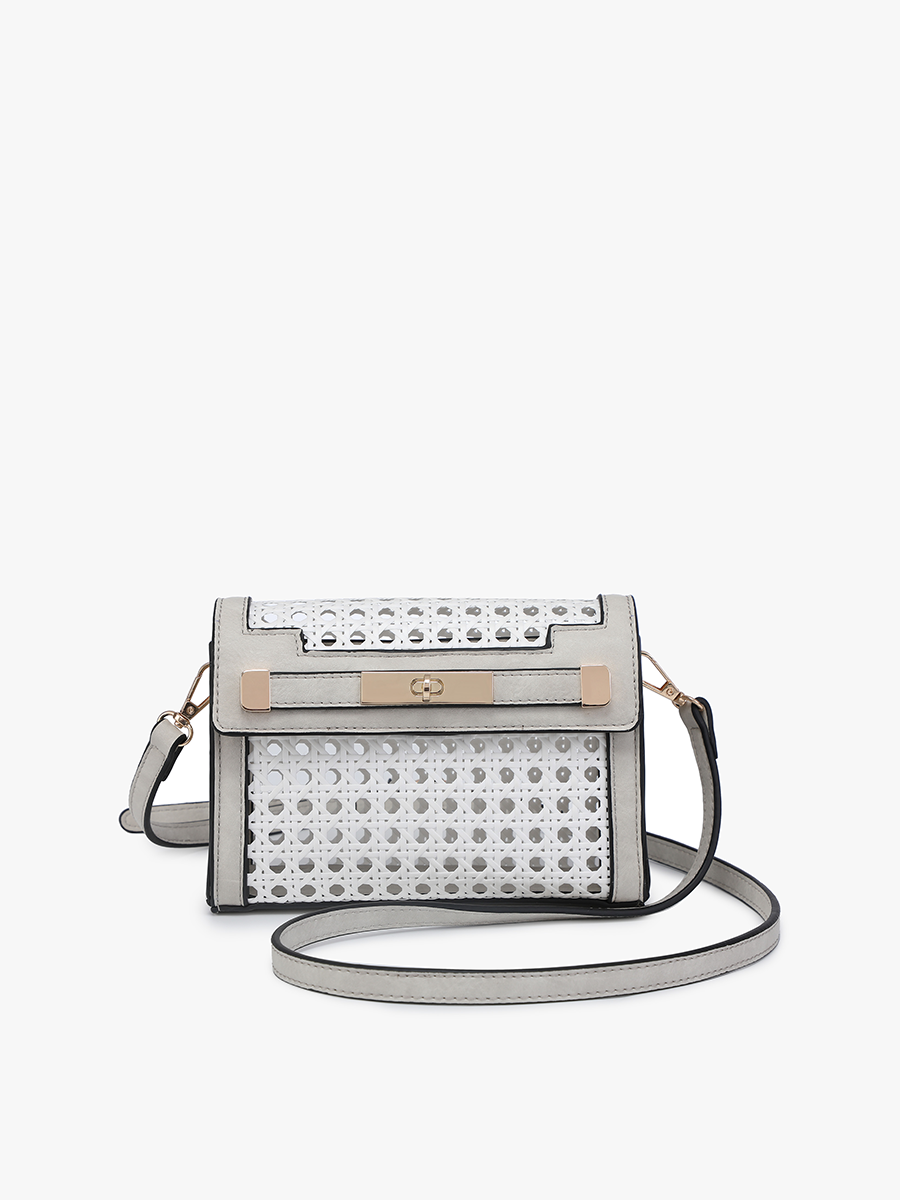 Etta Rattan Crossbody Bag – Vegan Leather Accents | M2089A : White