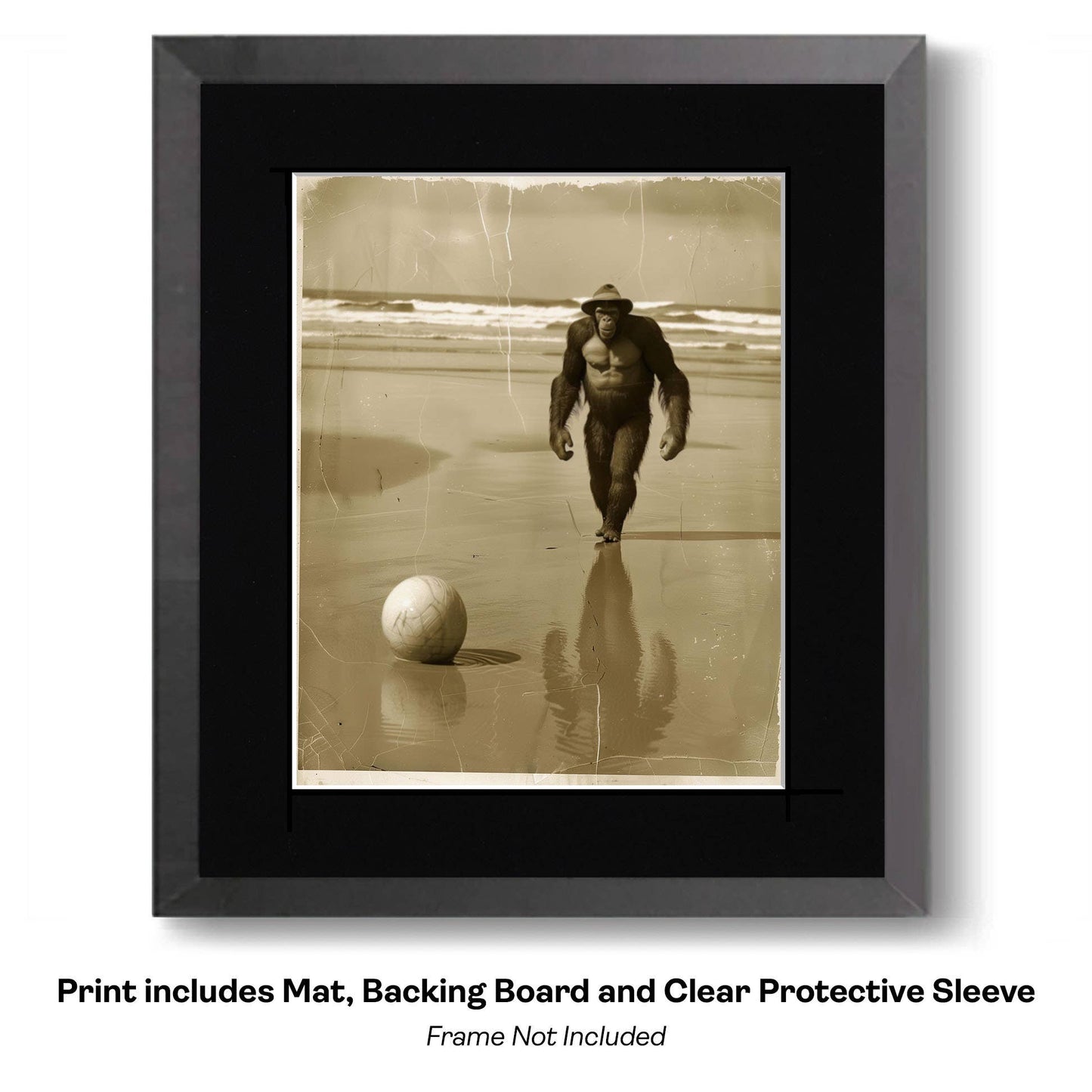 Vintage Photograph of Bigfoot Summer Memory Cryptids Art Prints - Bigfoot Prints – 8″x10″ Artwork in 11″x14″ Mat