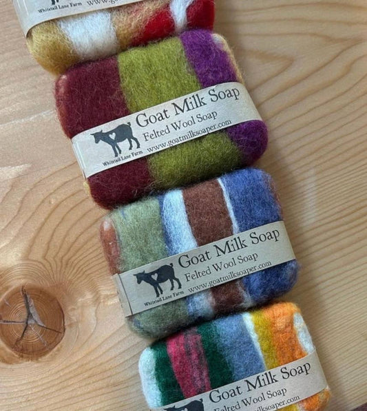 Felted Goat Milk Soap Bar - Soap and Wash Cloth all in one!