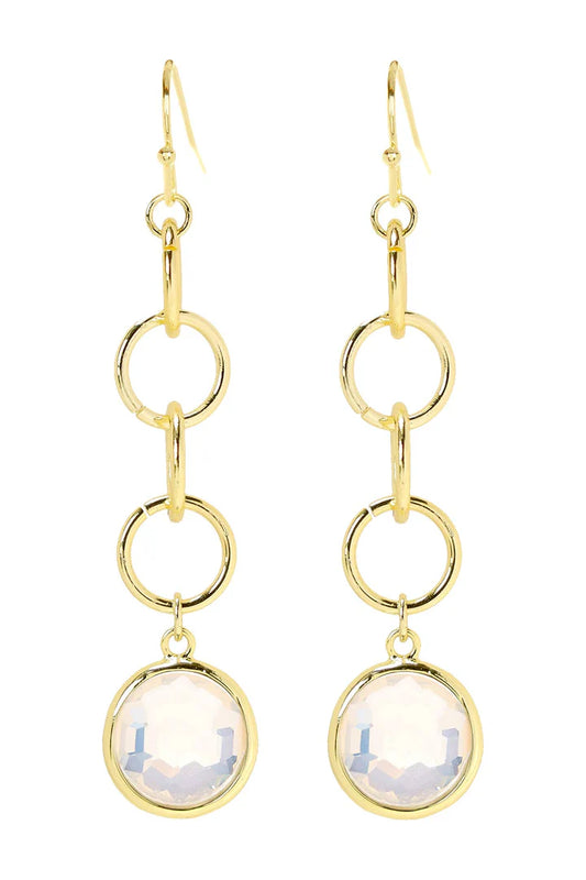 Moonstone Crystal & Interlocking Circle Drop Earrings
