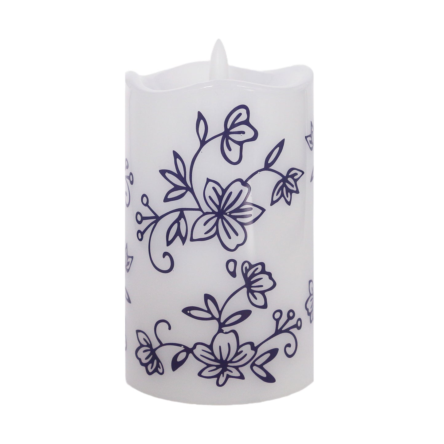 Temp-tations 5in Fiber Optic Flameless Candle - Floral Lace Blue