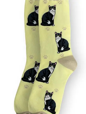 Black and White Cat - Unisex - Fun Novelty Dog Socks