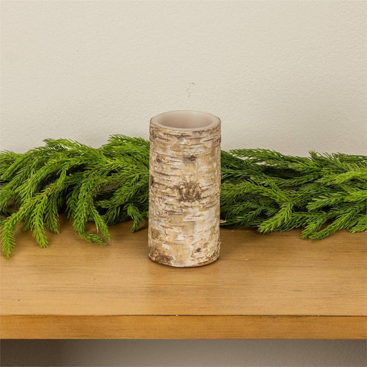 Faux Birch Bark LED Candle