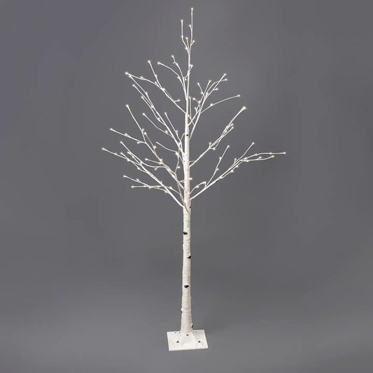 Large White Light Up Birch Tree