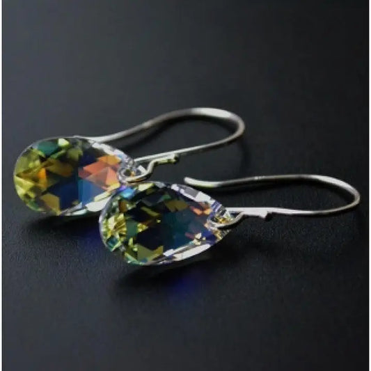 Crystal Briolette Earrings - Crystal Elements Clear AB