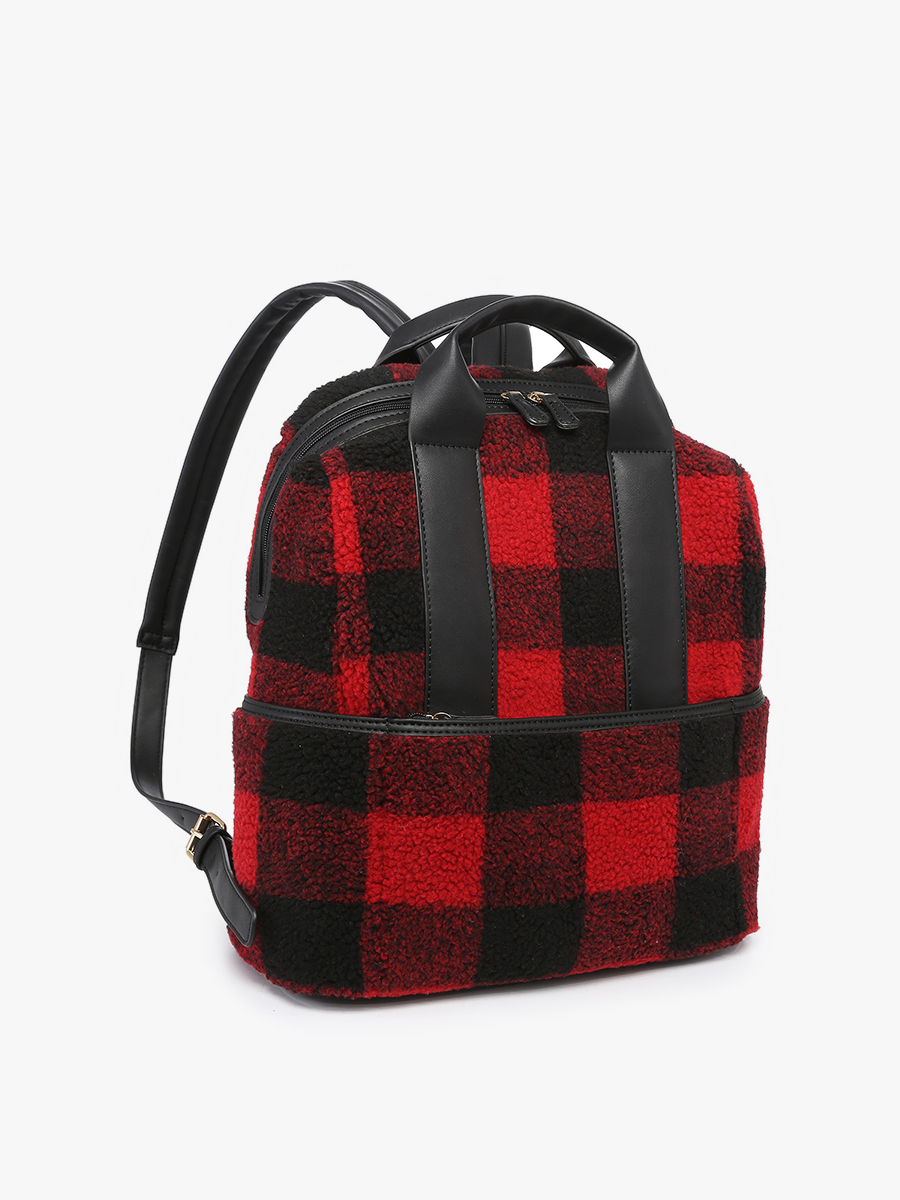 Hattie Sherpa Backpack w/ Guitar Strap | BP2105SHP: Black/White