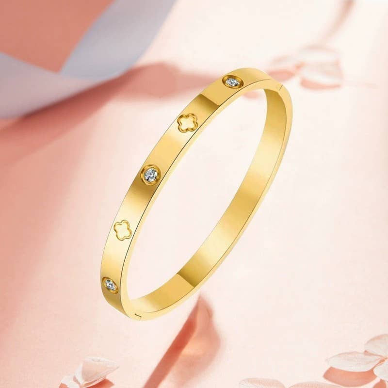 18K NON-TARNISH WATERPROOF STAINLESS STEEL BANGLE | 40B5154: Silver