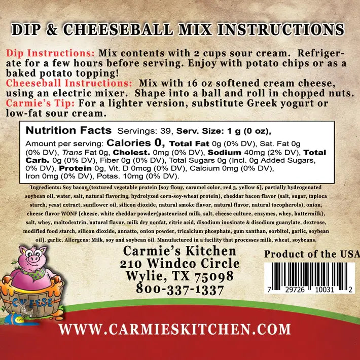 Carmie’s Kitchen - Cheddar Bacon Dip Mix