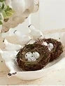 White Ceramic Leaf Bowl With Four Songbirds