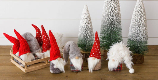 Winter Gnomes with Gray And Red Hats