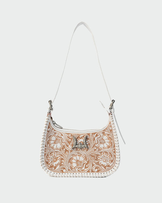 Loyal West - Dannia Medium Purse - Ivory Dust Hand-tooled Leather
