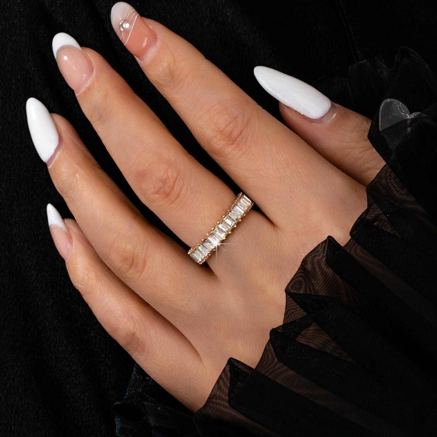 ETERNITY BAGUETTE CRYSTAL RING | 80R206: Gold