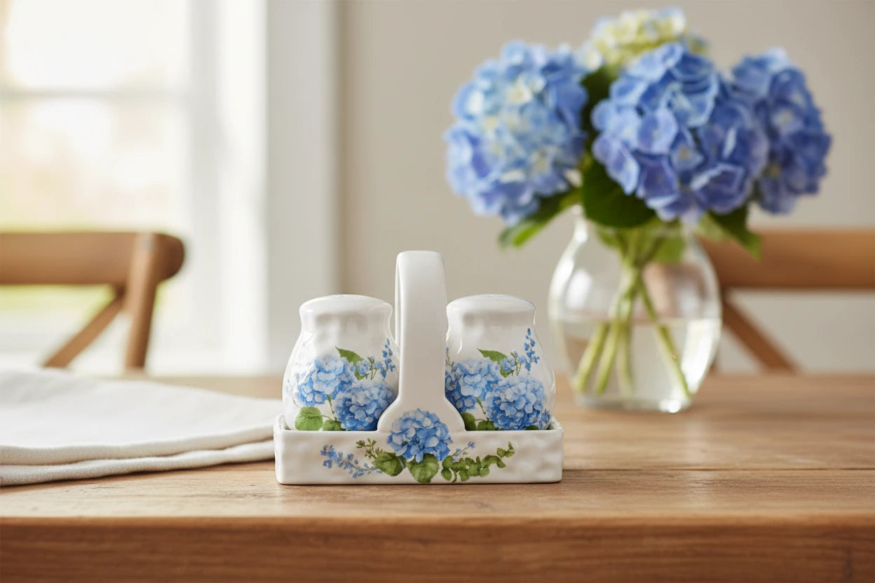3-Piece Salt & Pepper Set-Hydrangea