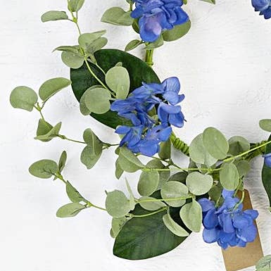 29012 - 14in(6.5)Wreath-Blue Hydrangea and Eucalyptus Lvs-4